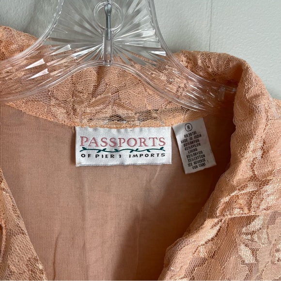 Vintage 90s Passports Pier 1 Pink Lace Midi Dress Medium Cottagecore Dainty - Picture 10 of 15